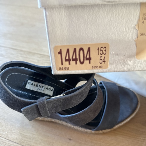 Balenciaga Women's Gray Wedge Sandals - Picture 7 of 8